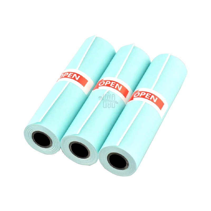 peripage A9/A9max กระดาษสติ๊กเกอร์ 107x30mm (3ม้วน) แบบเว้นขอบ