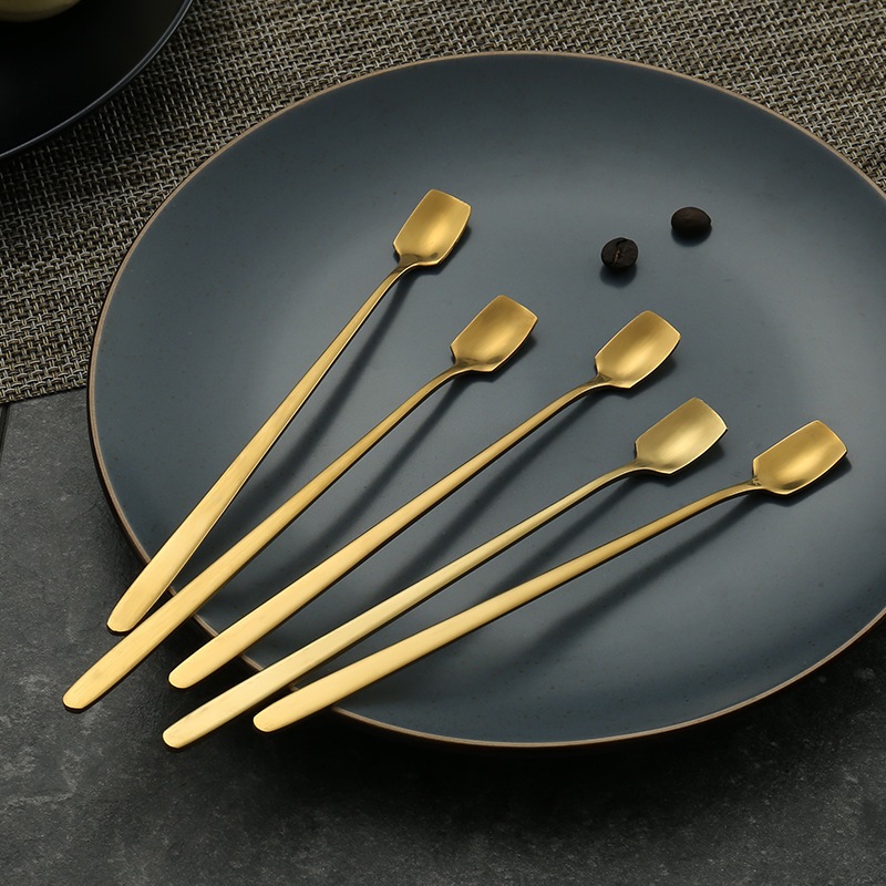 ShopAt.Two[ST-3025] ช้อนคนสแตนเลส ด้ามยาว ปากทรงสี่เหลี่ยม สำหรับชงเครืองดื่ม