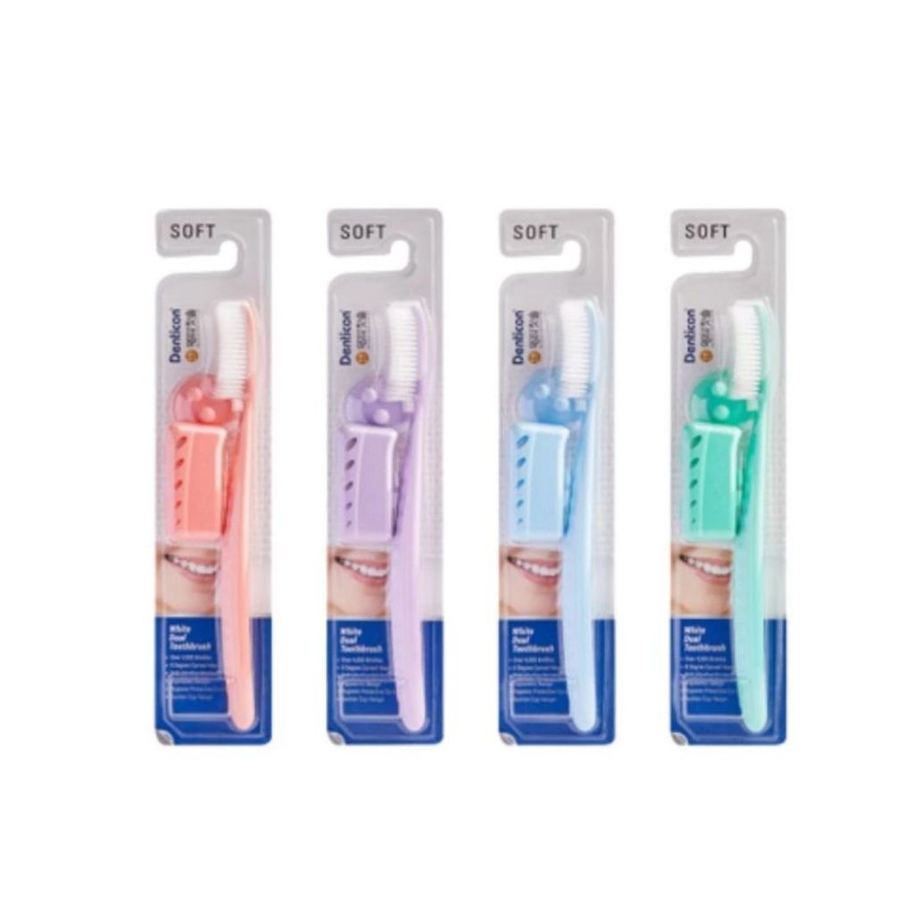 DENTICON Wangta Toothbrush White Dual แปรงสีฟันเดนทิคอน หวางต้า ไวท์ ดูอัล (1 ชิ้นคละสี)