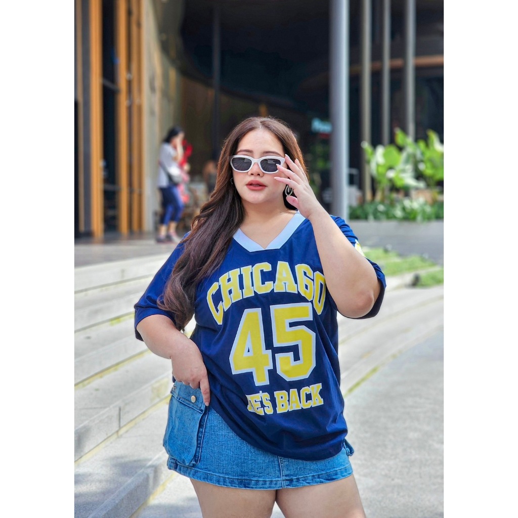 เสื้อยืด แยวสปอร์ต คอวี ลายชิคาโก้ 54 ไซซ์ 40"-60"