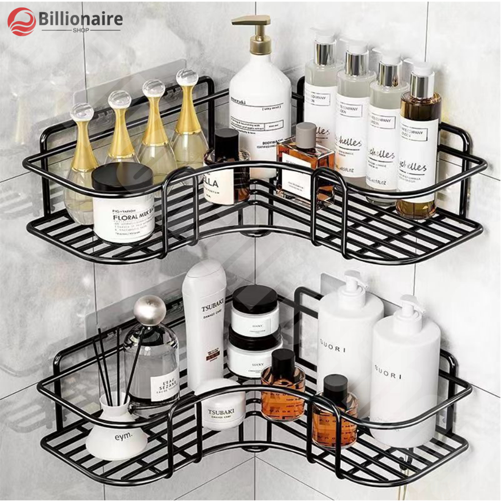 ชั้นวางของเข้ามุม ที่วางของเข้ามุมสามเหลียม ติดผนัง ไม่ต้องเจาะรู ชั้นวางของในห้องน้ำ ห้องครัว