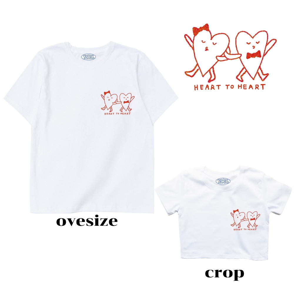 resign studio - crop&oversize ลาย Heart to heart