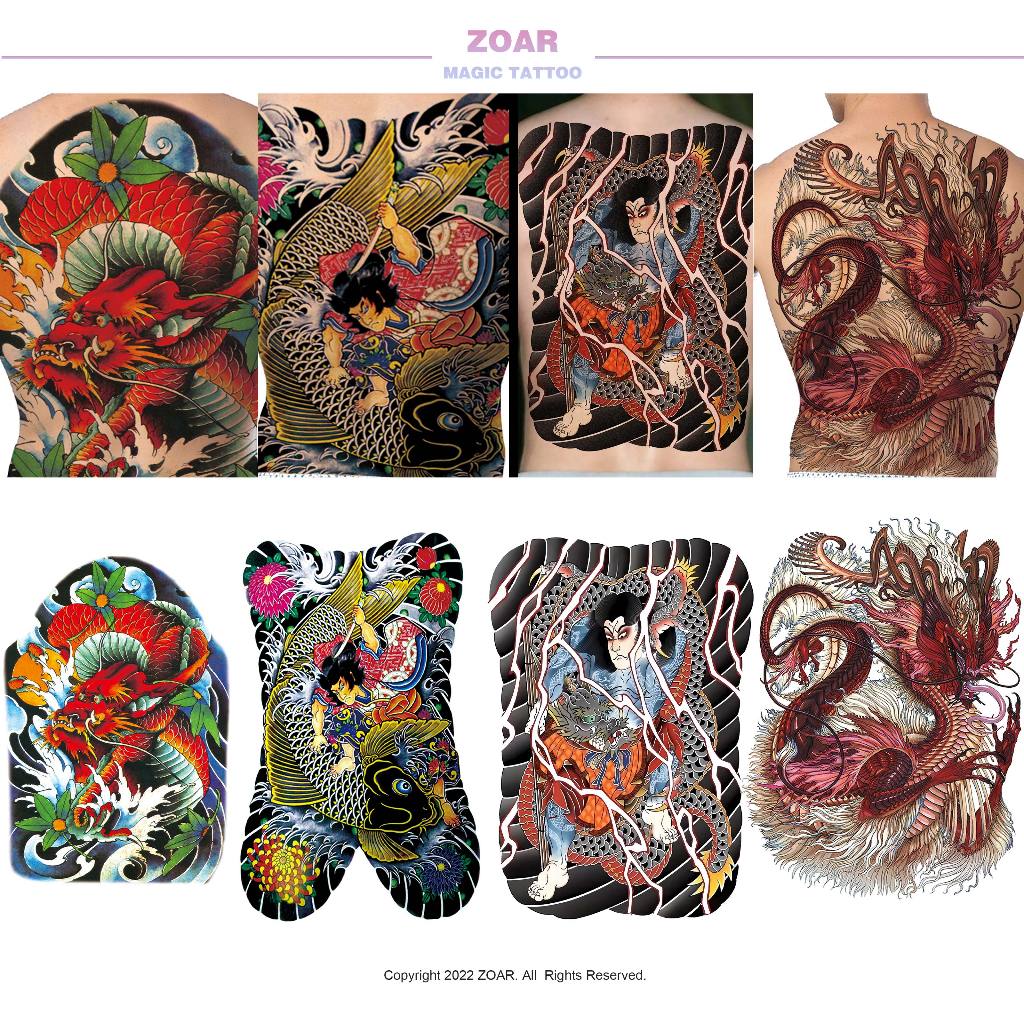 ZOAR L23 สติ๊กเกอร์รอยสักแบบสีสีนที่ติดเต็มหลังcolor Magic tattoo สติ๊กเกอร์แทททูเต็มหลัง เมจิกแทททู สี สติ๊กเกอร์ง่ายๆ