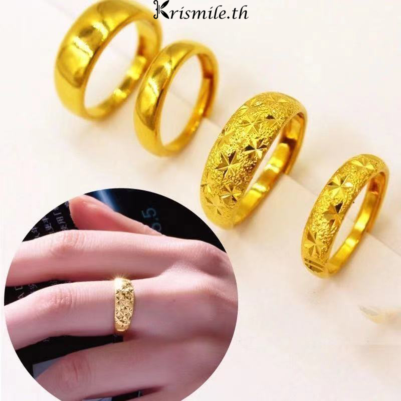COD-ในไทย แหวนชุบทอง 24K พิมพ์ หรูหรา สามารถปรับได้ เครื่องประดับแฟชั่น ผู้ชายและผู้หญิงคู่รัก-Kri