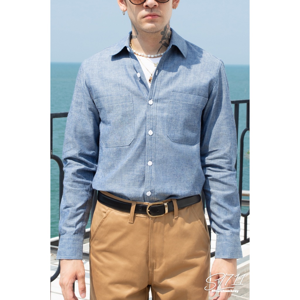 Simple&Raw - เสื้อเชิ้ต SL711 Blue Chambray