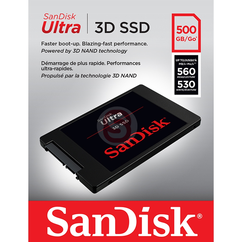 SanDisk Ultra 3D SSD, SDSSDH3-500G, 500GB, SR560/SW510MB/s ประกัน 5 ปี เอสเอสดี Solid State Drive
