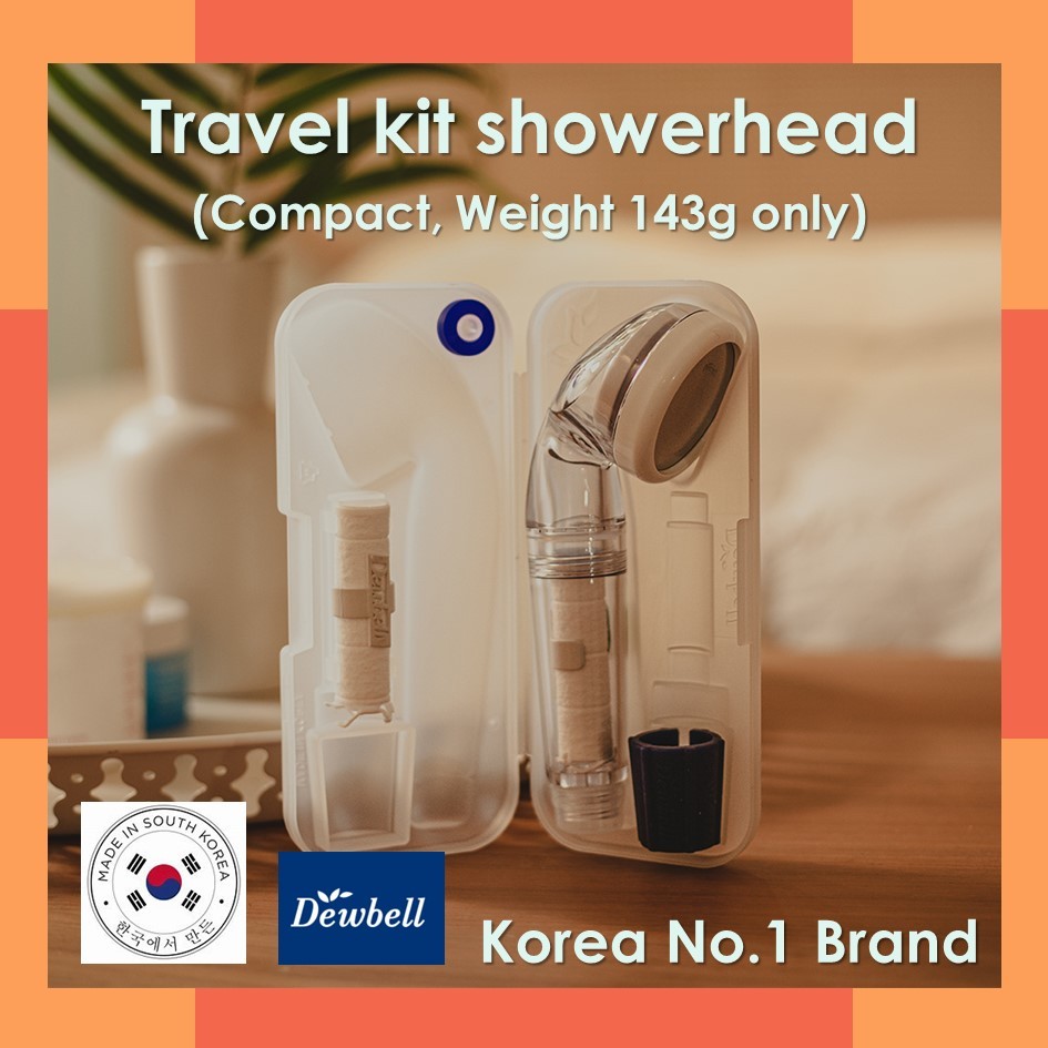 Dewbell - Mini showerhead "Travel kit"  ไส้กรองมินิสำหรับพกพา, น้ำหนัก 143 กรัม, พกพาสะดวก, ติดตั้งง่าย