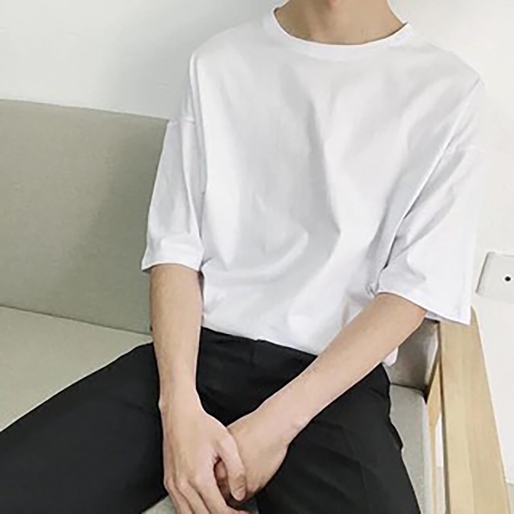 ยืดดด YUEDDD รุ่น "Oversized" ไหล่ตก เสื้อยืด สีขาว คอกลม สีพื้น เสื้อเปล่า ผ้านุ่มใส่สบาย