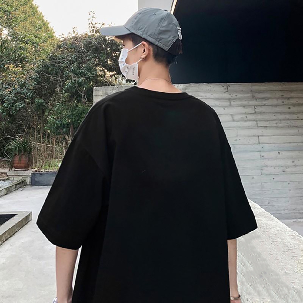 ยืดดด YUEDDD รุ่น "Oversized" ไหล่ตก เสื้อยืด สีดำ คอกลม สีพื้น เสื้อเปล่า ผ้านุ่มใส่สบาย