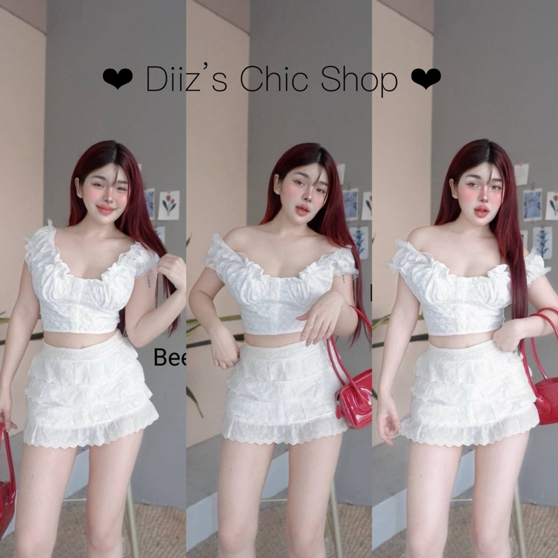 Diiz’s BG เสื้อคอตตอน แขนลูกไม้ แต่งกระดุม ผ้าปักดอกมะตูมแน่นๆด้านหน้า
