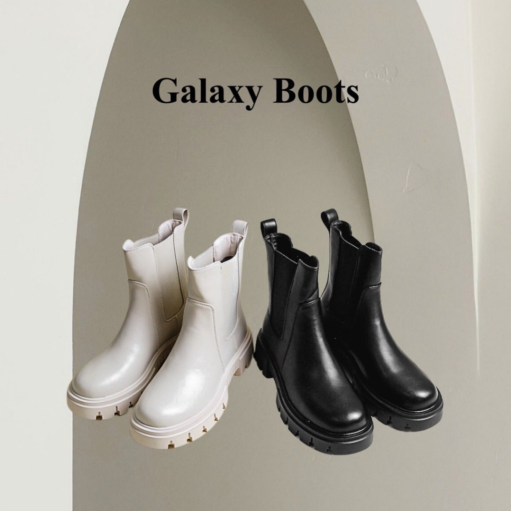 Galaxy boots รองเท้าบูทสั้น เดินหิมะได้ พื้นกันลื้นได้ดี หนังอยู่ทรง สูง 1.5 นิ้ว แบรนด์ LOOK AT WE