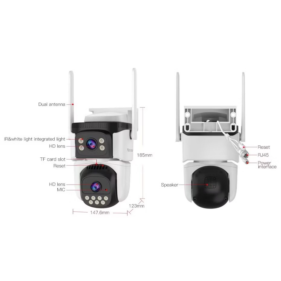 VSTARCAM CG621DR 4G SIM / CS621DR WiFi กล้องวงจรปิดไร้สาย ความละเอียด 4MP (1080p)+(2 เลนส์กล้อง) ภาพสี Ai + ตรวจจับคน