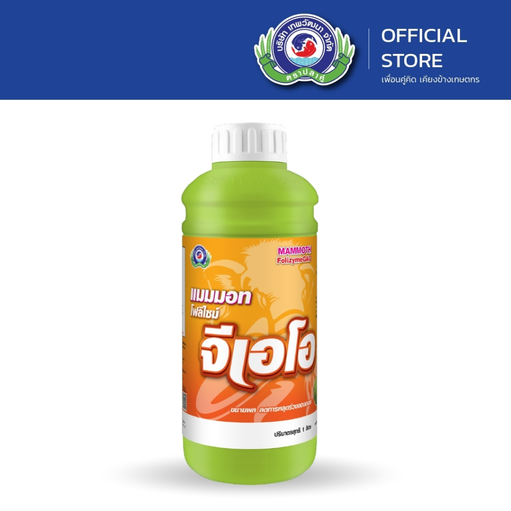 แมมมอท โฟลิไซม์ จีเอโอ ขนาด 1 ลิตร│เทพวัฒนา ตราปลาคู่│ปุ๋ย ฮอร์โมนพืช (ขั้วเหนียวแข็งแรง ลดหลุดร่วง)