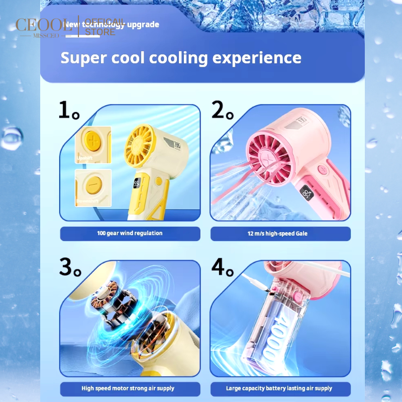 CEOOL พัดลมมือถือ ปรับระดับได้ 100 ระดับ พัดลมพกพา ไม่มีใบมีด ชาร์จใหม่ได้ ใช้งานได้ 20 ชม. - รูปที่ 2