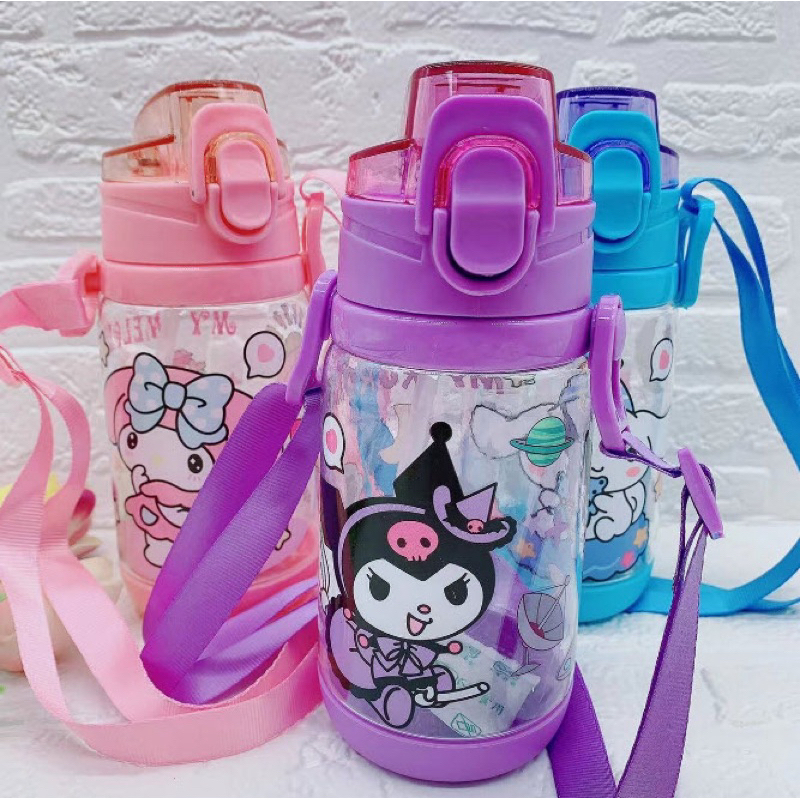 กระติกน้ำเด็กลายการ์ตูน V2 ขนาด 400 ml (มีสายสะพายอยู่ในตัวกระติก)