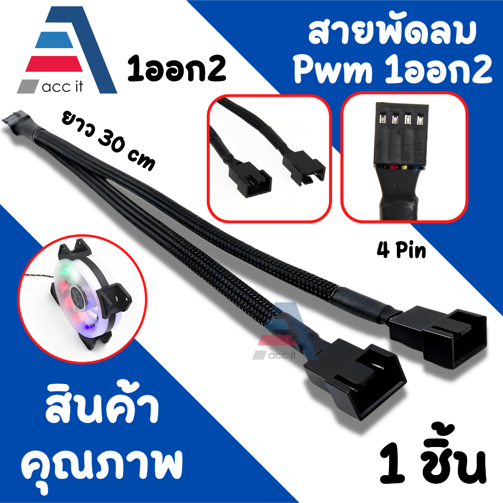 สายต่อพัดลม PC Fan Splitter 4pin Adapter Cable 1 to 2 3  Computer CPU Cooler Fan Splitter PC Chassis