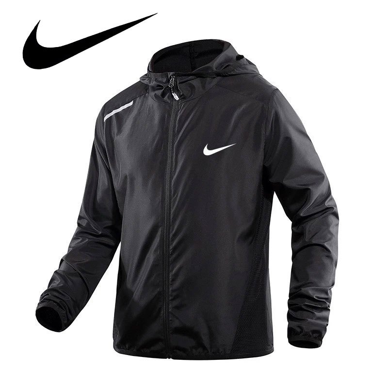Nike เสื้อแจ็กเก็ต กันลม มีฮู้ด กันน้ํา ป้องกันรังสียูวี เหมาะกับใส่เล่นกีฬากลางแจ้ง สําหรับผู้ชาย แจ็คเก็ต