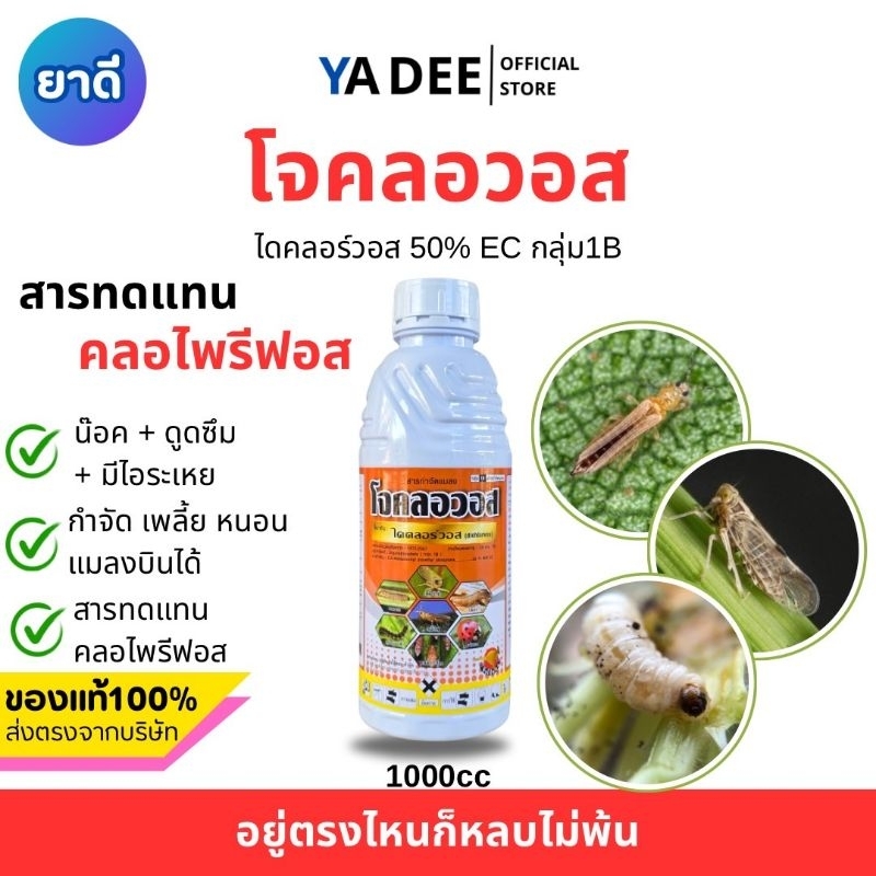 [เข้มข้น 50%] โจคลอวอส ไดคลอร์วอส 50% 1ลิตร กำจัดเรียบทุกแมลง บนดิน ใต้ดิน มีปีก