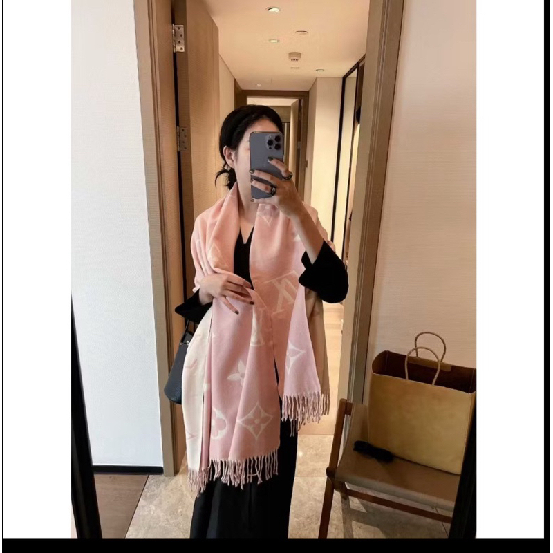ผ้าพันคอ ผ้าคลุมไหล่ ผ้าแคชเมียร์เทียม แบบหนา สองด้าน พิมพ์ลายตัวอักษร ไล่โทนสี เครื่องประดับแฟชั่น สําหรับผู้หญิง