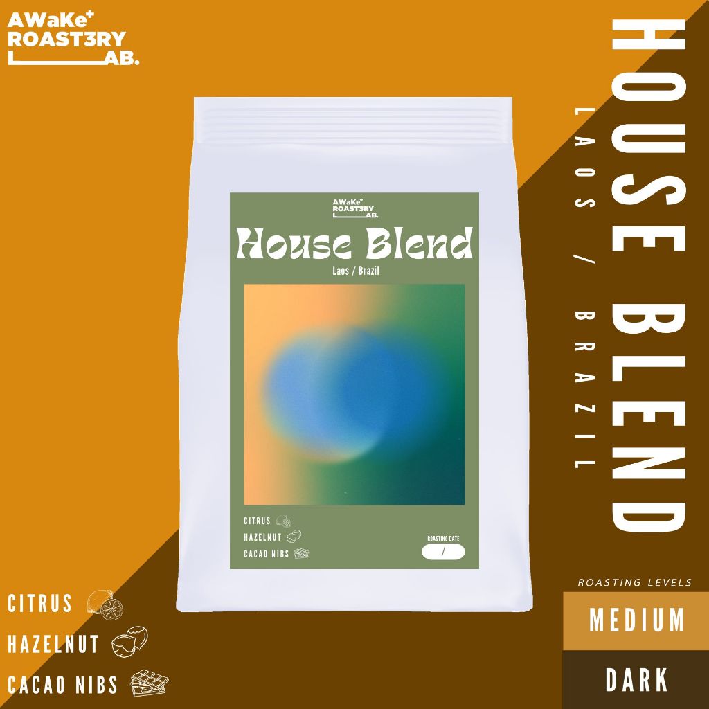 เมล็ดกาแฟ House Blend อราบิก้า 100% คั่วกลาง คั่วเข้ม [ Awake Roastery Lab ]