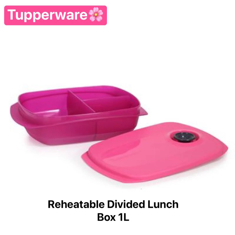 Tupperware รุ่น Reheatable Divided Lunch Box ขนาด 1L เวฟได้พร้อมฝา พลาสติกหนาอย่างดี food grade