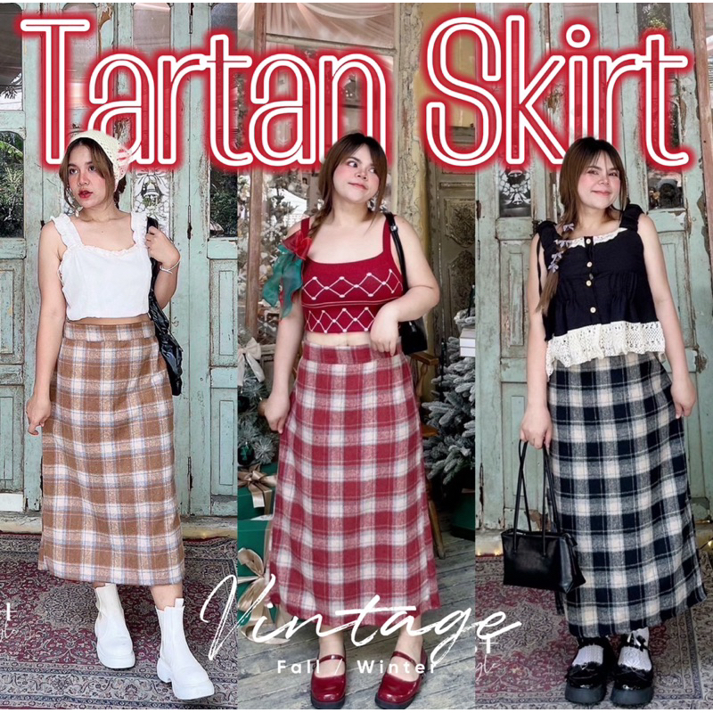/LD/ กระโปรงสาวอวบ ลายสก็อตใหญ่ ผ้าทอเนื้อนุ่ม #สาวอวบอ้วน พลัสไซส์