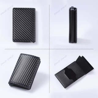 กระเป๋าสตางค์ RFID กระเป๋าสตางค์ หนังPU ใส่บัตรได้อัตโนมัติ สําหรับผู้ชาย แบบบาง ป้องกันขโมย ใส่บัตรได้ แบบสากล