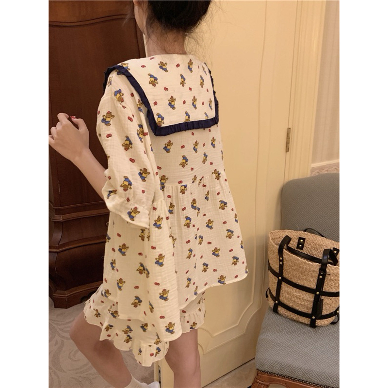 (พร้อมส่ง)𝒃𝒆𝒂𝒓 𝒃𝒆𝒓𝒓𝒚 ชุดนอนผ้าฝ้ายสไตล์มินิมอล