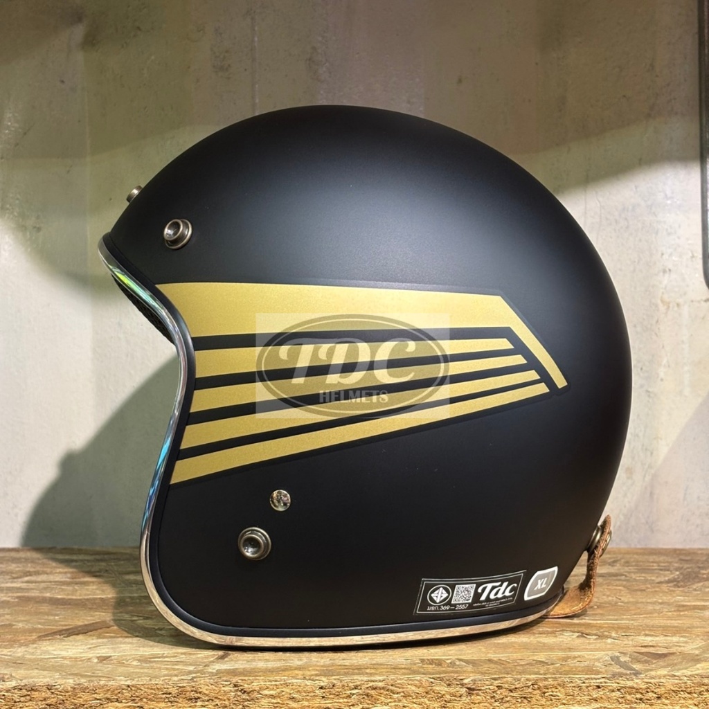 หมวกกันน็อค คลาสสิค วินเทจ TDC HELMET ลายปีกนก (TDC Wing) มีแก๊ป เลือกไซส์ได้