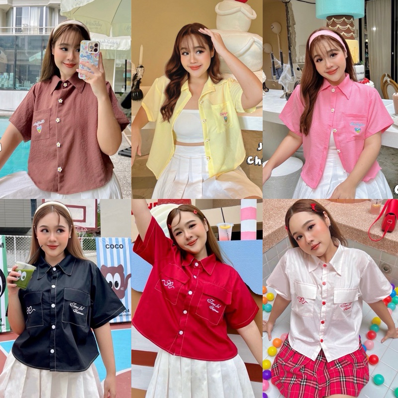 เสื้อเชิ้ตสาวอวบ เชิ้ตสาวอวบ อก36-48นิ้ว Freesize เสื้อสาวอวบ