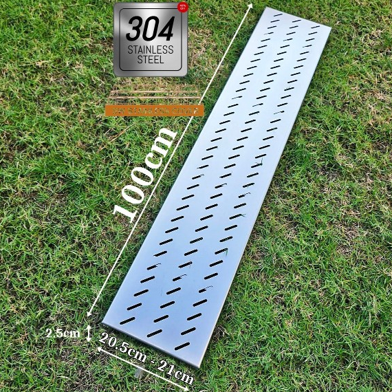 ฝาปิดรางระบายน้ำ 1เมตร (เสริมคาน) 20.5cm เกรด sus304