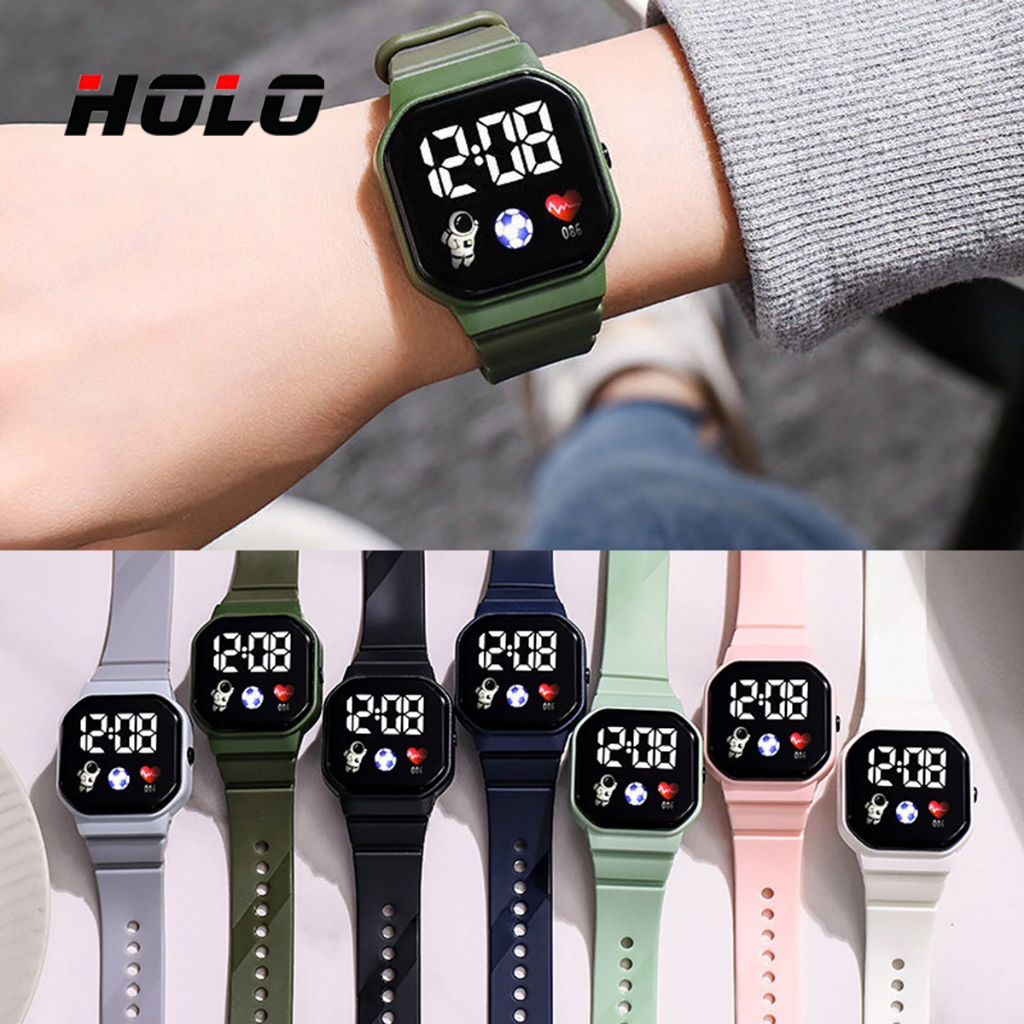 นาฬิกาข้อมือสปอร์ต สีมาการอง สไตล์เกาหลี สําหรับผู้ชาย และผู้หญิง 6สี