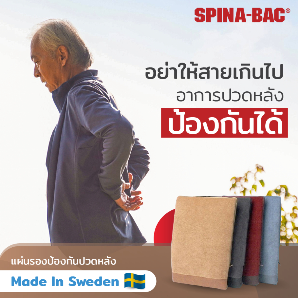 เบาะรองหลังเพื่อสุขภาพ Spina-Bac ช่วยลดอาการปวดหลัง | แก้ปวดเมื่อย ปวดหลัง ปรับท่านั่งให้ถูกต้องตามหลักสรีรศาสตร์