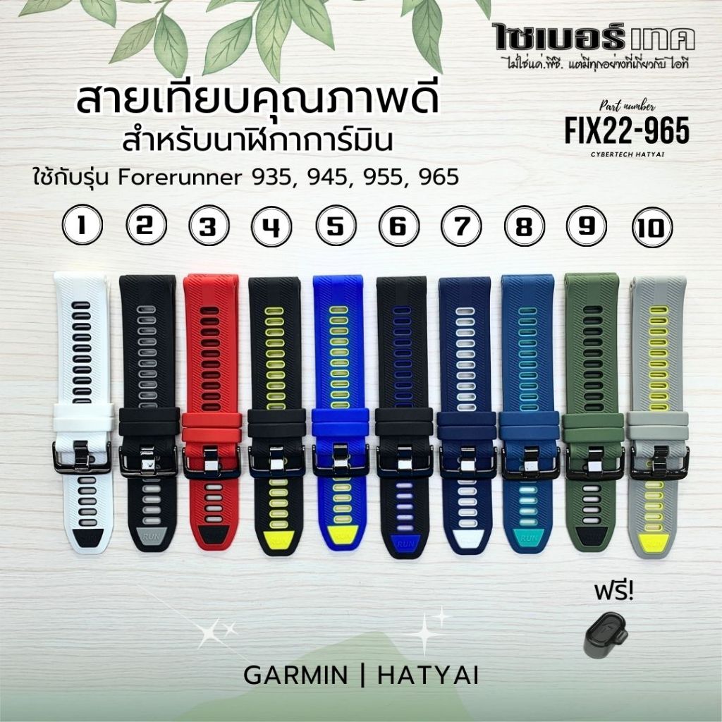 สายนาฬิกาเทียบ 22 mm.#965 สำหรับ Garmin Forerunner 970 / 965 / 955 / 945 / 935 / 745 พร้อมอุปกรณ์