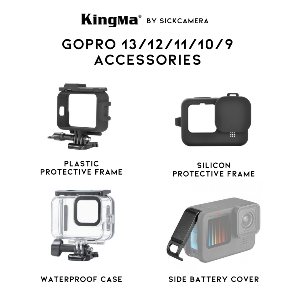 Kingma protective frame GoPro Hero 13/12/11/10/9 เคสกันน้ำ เคสพลาสติกกันกระแทก เคสซิลิโคน ฝาปิดแบต