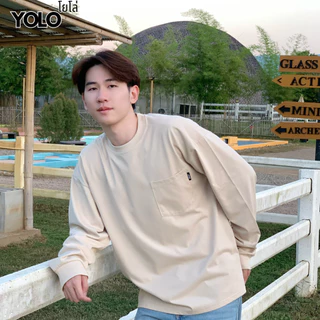 YOLO เสื้อสเวตเตอร์ OVERSIZE เสื้อสเวตเตอร์โอเวอร์ไซส์ สีฟอก เสื้อผ้าคอตตอน แนวสตรีท 2406