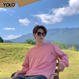 YOLO เสื้อสเวตเตอร์ OVERSIZE เสื้อสเวตเตอร์โอเวอร์ไซส์ สีฟอก เสื้อผ้าคอตตอน แนวสตรีท 2406