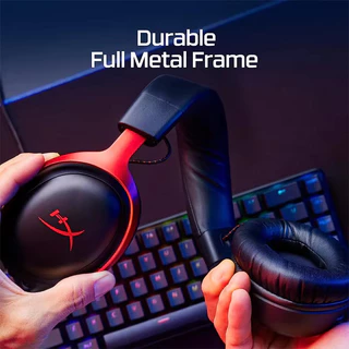 [New]Hyperx Cloud III ชุดหูฟังเล่นเกมแบบมีสายDTS/หน่วยความจําโฟม/กรอบทนทาน/ไมโครโฟน10มม.ที่ชัดเจนเป็นพิเศษ/USB-C/USB-A
