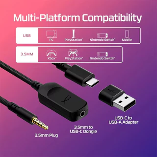 [New]Hyperx Cloud III ชุดหูฟังเล่นเกมแบบมีสายDTS/หน่วยความจําโฟม/กรอบทนทาน/ไมโครโฟน10มม.ที่ชัดเจนเป็นพิเศษ/USB-C/USB-A