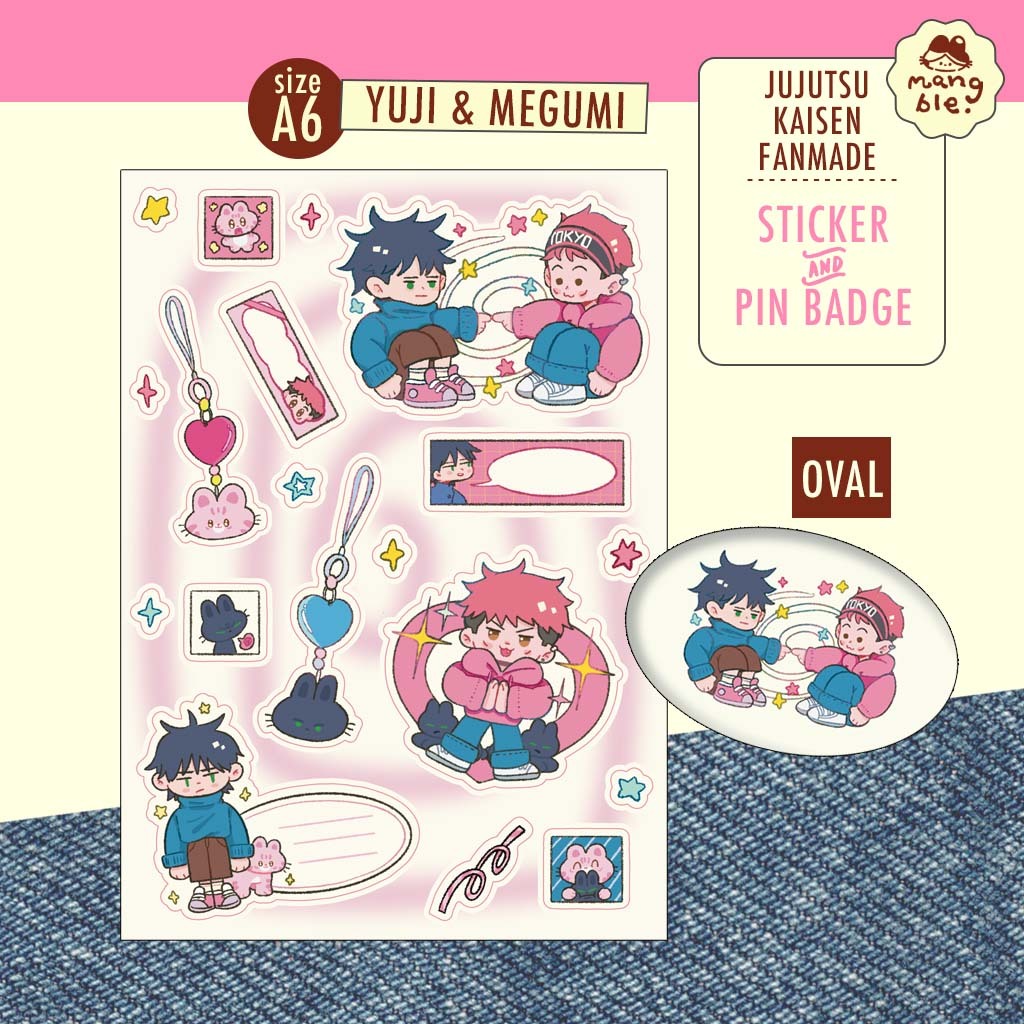 (พร้อมส่ง) JJK : Yuji and Megumi ( Sticker & pin )