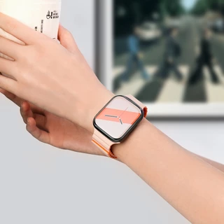สายซิลิโคนแม่เหล็กกันน้ำ i-watch S10/11 46/42mm 9/8/7/6/5/4 สายแม่เหล็กสองสี 49mm38mm40mm41mm42mm44mm45mm
