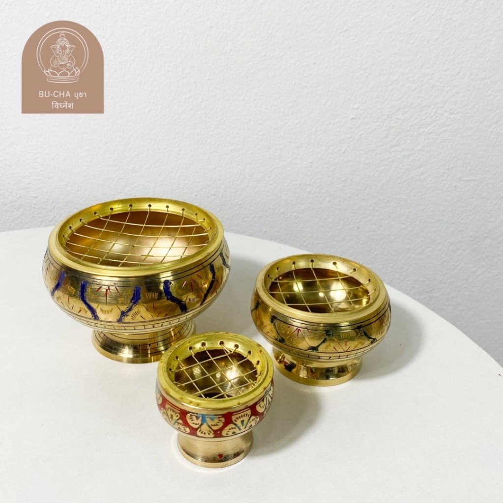 DT80-14 โถกำยานทองเหลือง 🏺 พร้อมส่ง 2 ขนาด (ราคาต่อ 1 ชิ้น)