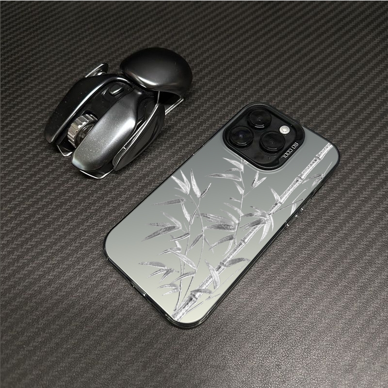 เคสไอโฟน ไม้ไผ่สีเงิน case เคส popmart หรูหราชุบ เคสโทรศัพท์ iPhone11,12,13,14,15,14promax,15promax