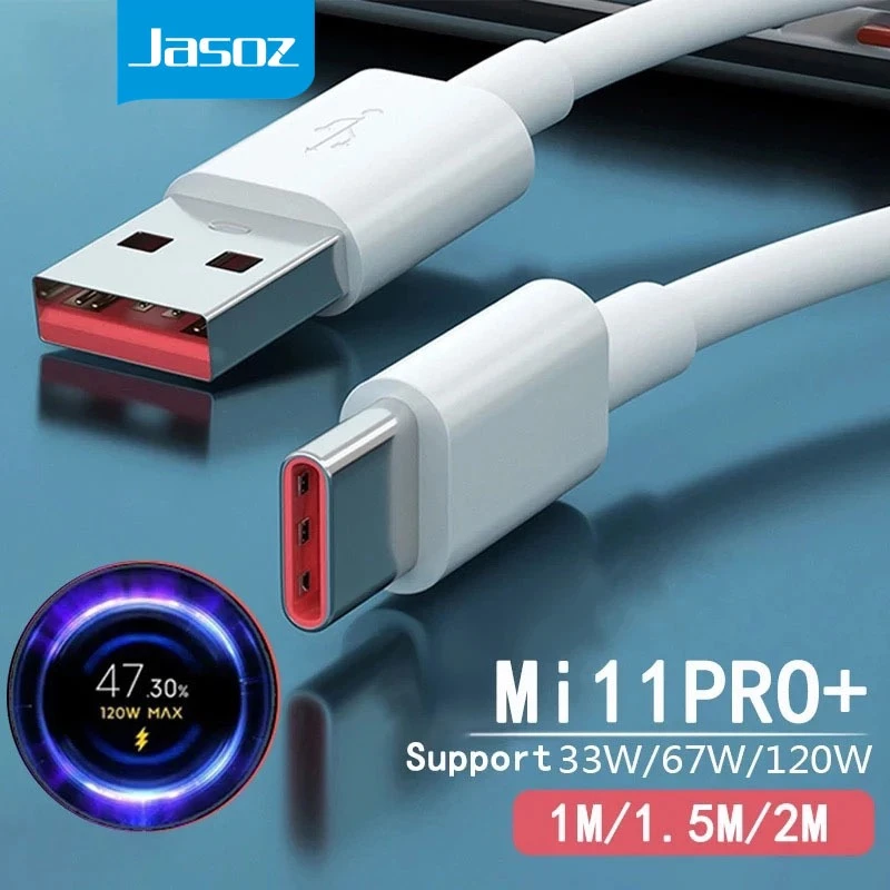 Jasoz สายชาจแบตเร็ว Type C 120W/6A Cable Fast Charging รับประกัน 1 ปี เข้ากันได้กับสมาร์ทโฟน Xiaomi