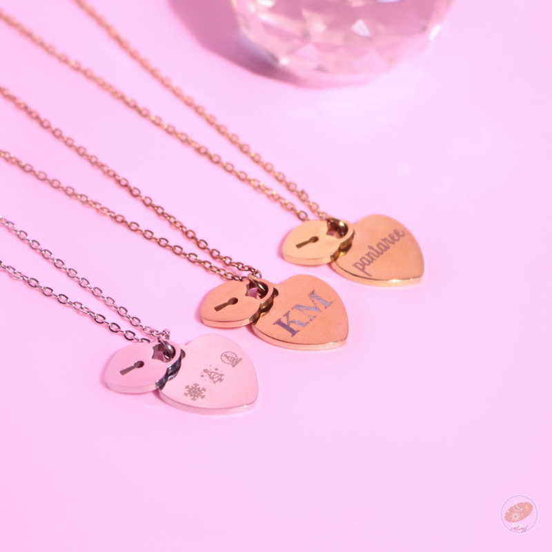 STILL สร้อยคอสลักชื่อฟรี จี้หัวใจ มินิมอล uni-sex สแตนเลส304 สีเงิน/ทอง/โรสโกลด์ ไม่ลอกไม่ดำ