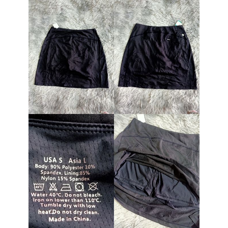 กระโปรงสั้น ซับในกางเกง #USA เอว 26-30" สีดำ