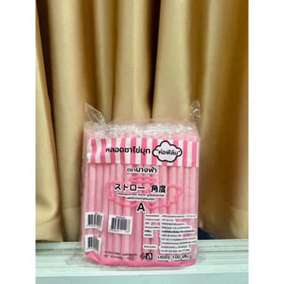หลอดชาไข่มุก(ห่อฟิล์ม)เกรด A🔥ตรานางฟ้าหุ้มพลาสติกทุกชิ้น*(100เส้น/ห่อ)