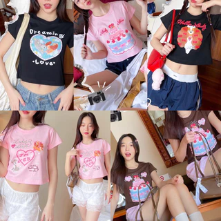 มีลายใหม่มาเพิ่ม ✨ — พร้อมส่ง เสื้อคอตตอน crop baby tee cotton 100%