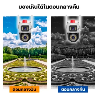 HOME-MALL กล้องวงจรปิดไร้สายdouble lens ไฟไซเรนเด่น คมชัด5MP กันน้ำip66 หมุนได้355องศา มีอินฟาเรด
