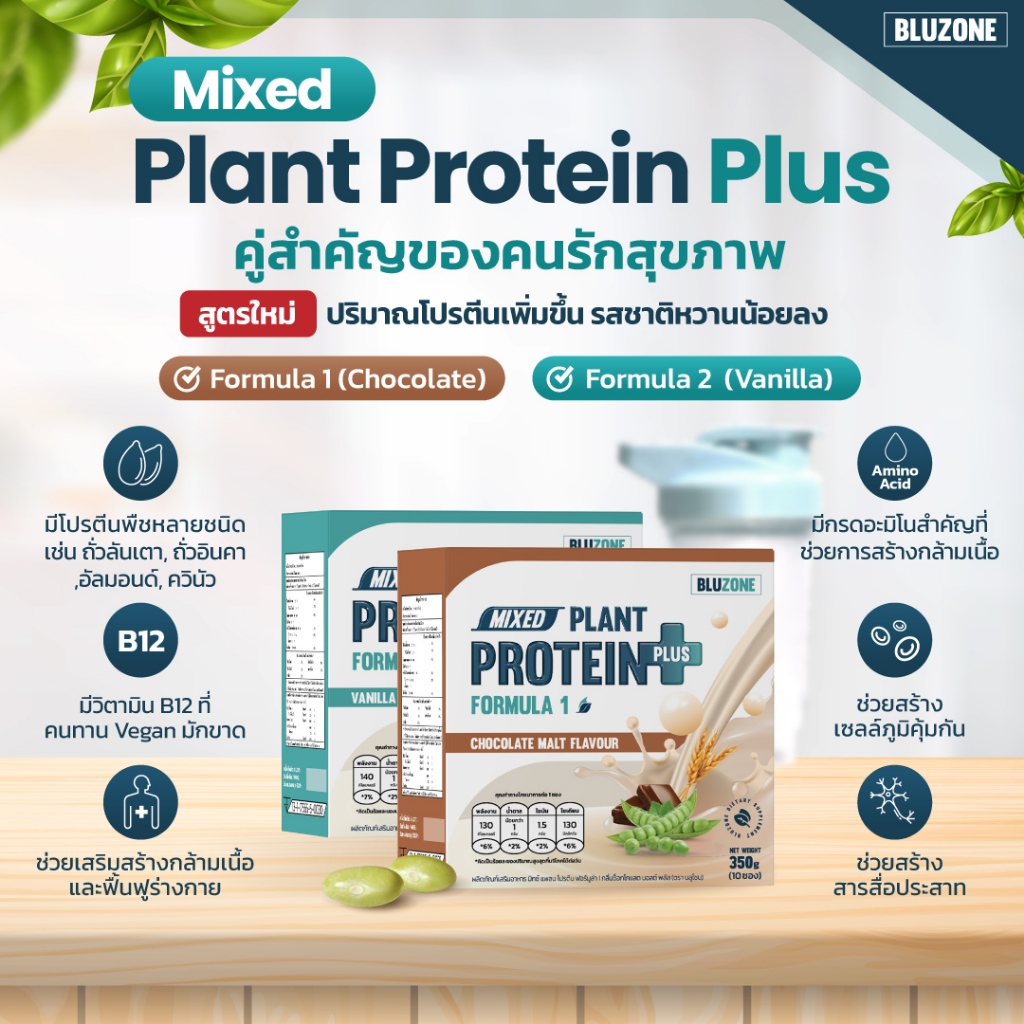 Mixed Plant Protein Plus (โปรตีนพืช) แบบกล่อง